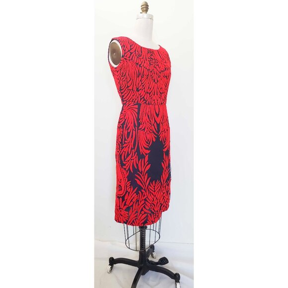 Pankaj & Nidhi Womens Spice Tree Dress Red Chain Stitch Navy Sleeveless - Picture 8 of 14